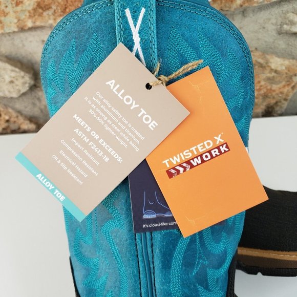 Twisted X Work Boots Alloy Toe Women Size 8.5 B Turquoise Aqua Charcoal WXBA001 - Picture 15 of 16